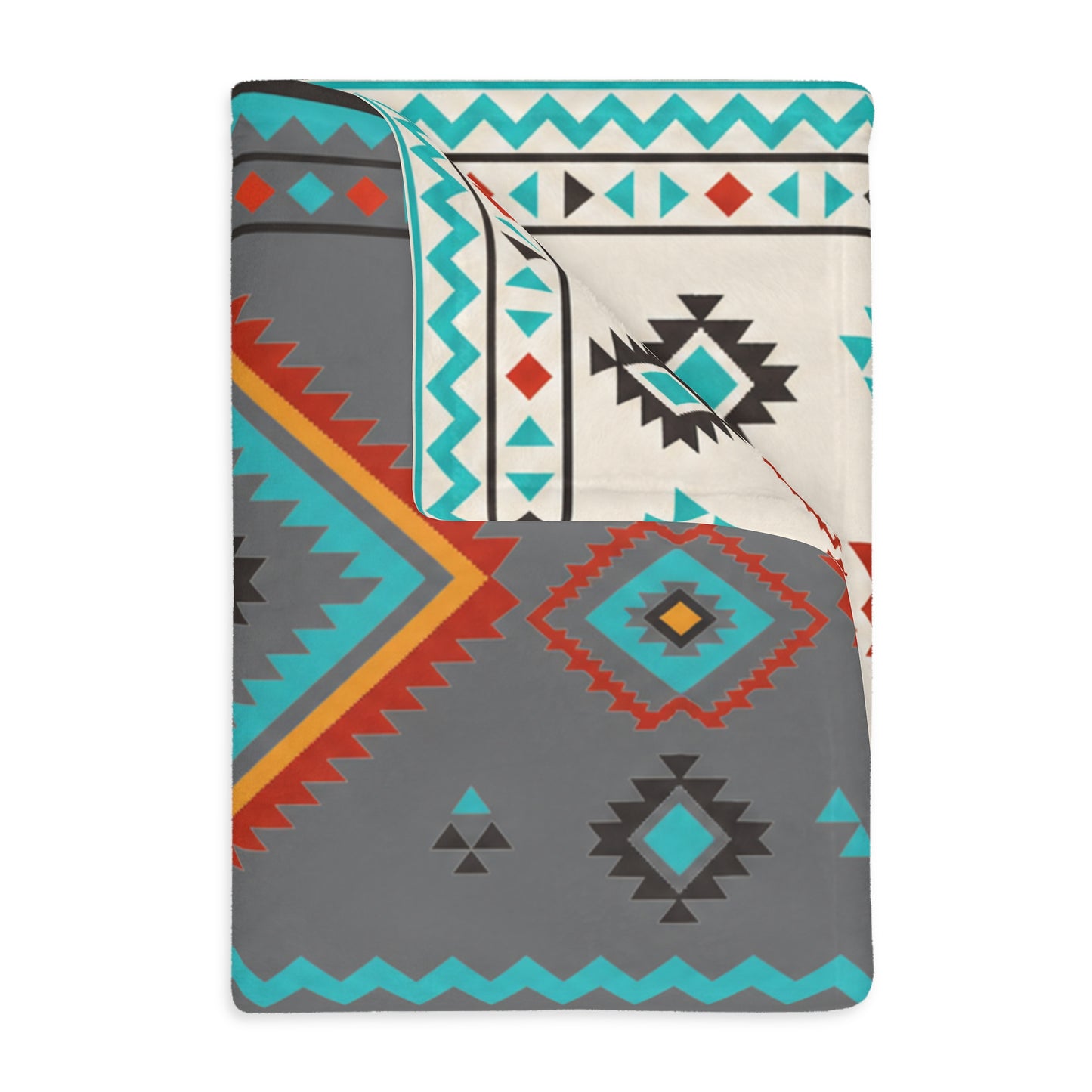 Southwestern Diamond Pattern Blanket: Reversible Velveteen Microfiber Throw