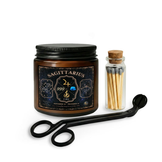 Sagittarius Zodiac Candle Gift Set with Matches & Wick Trimmer