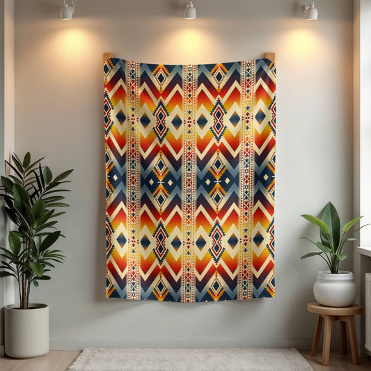 Southwest Pattern Sherpa Blanket: Cozy Reversible Boho Throw