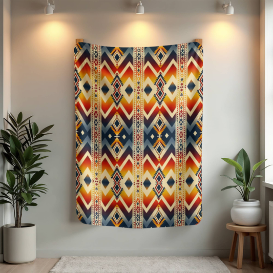 *Southwest Pattern Sherpa Blanket: Cozy Reversible Boho Throw