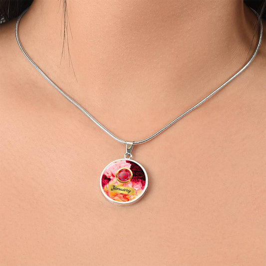 Birth Month Circle Pendant Necklace: January
