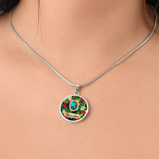 Birth Month Circle Pendant Necklace: December