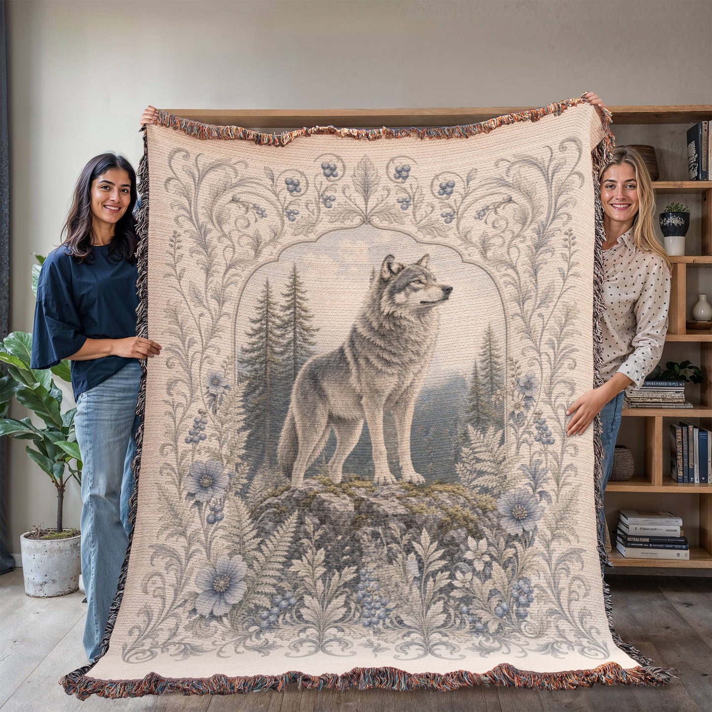 White Wolf & Blueberry Forest Heirloom Throw