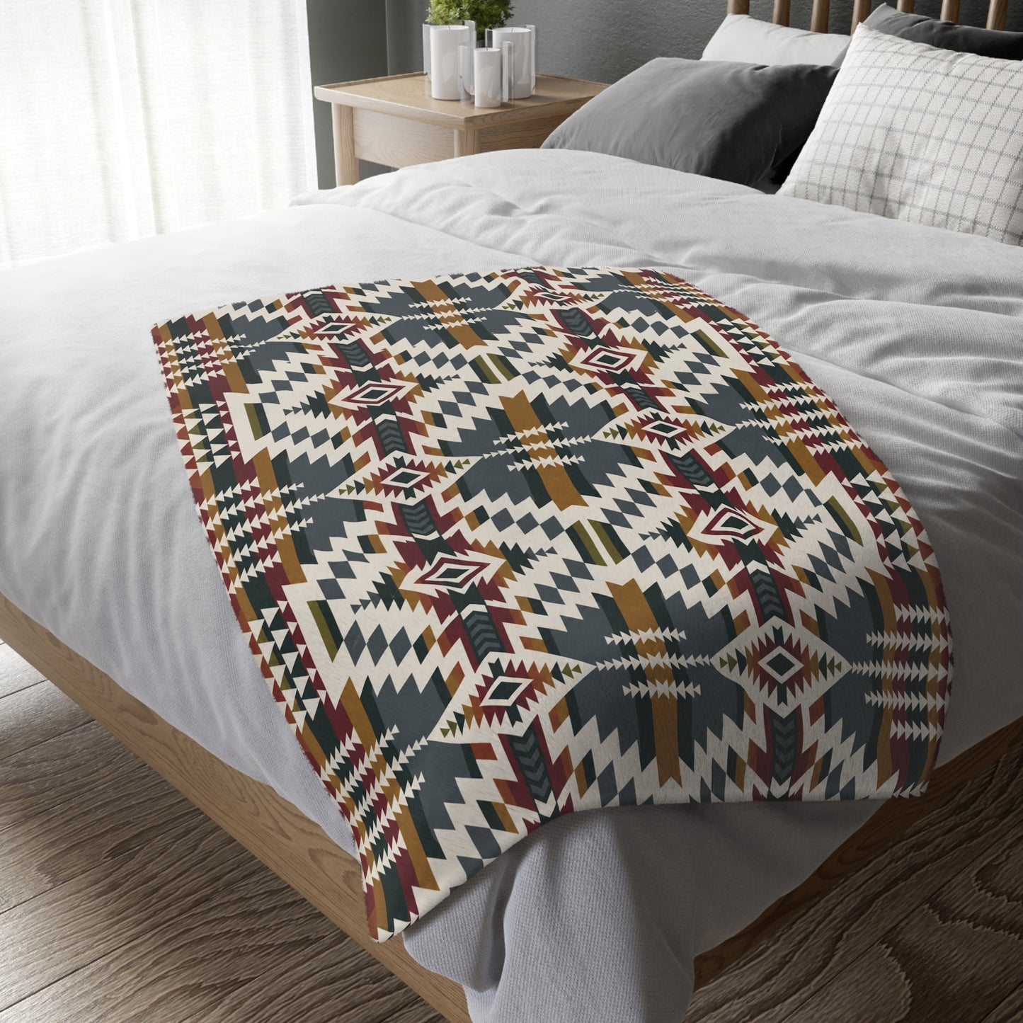 Velveteen Blanket: Southwestern Reversible Geometric Throw