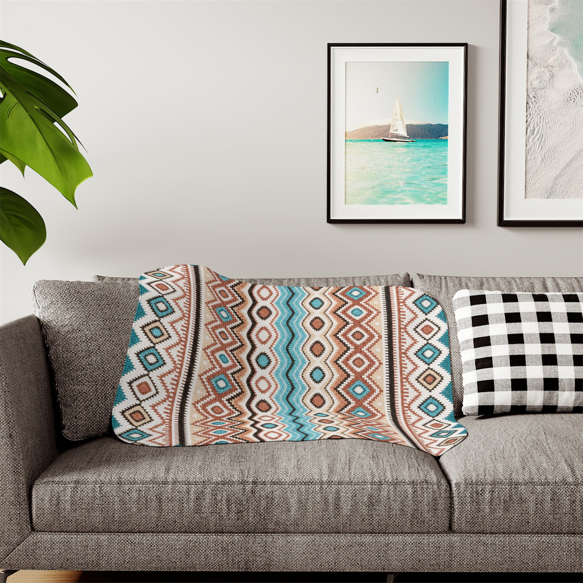 Southwest Pattern Sherpa Blanket: Cozy Aztec-Inspired Throw