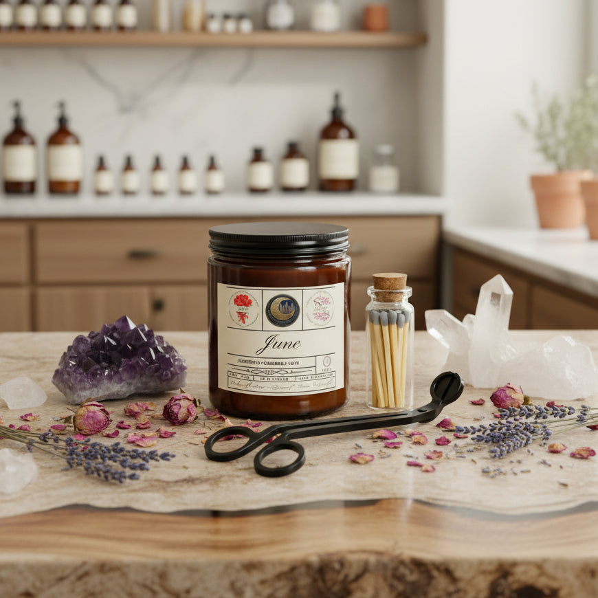 June Birth Month Candle Gift Set with Matches & Wick Trimmer