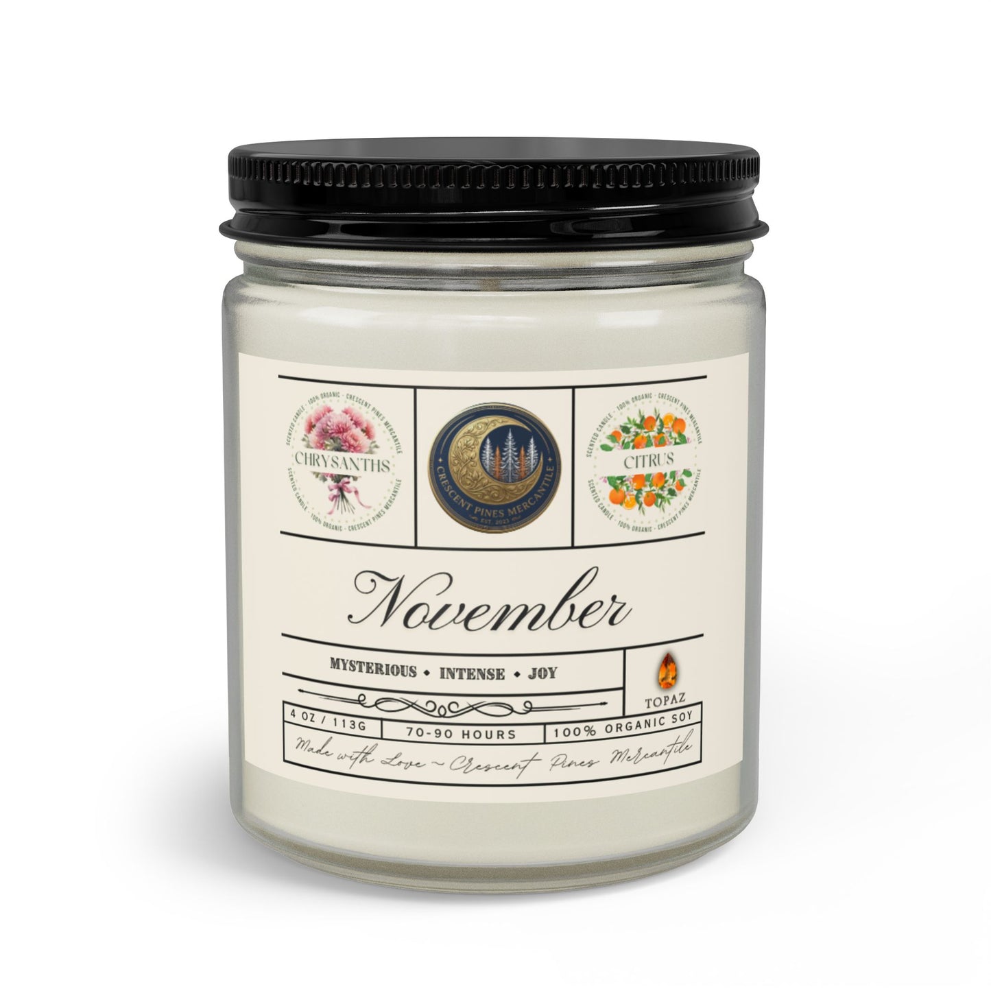 November Birth Month Candle Gift Set with Matches and Wick Trimmer