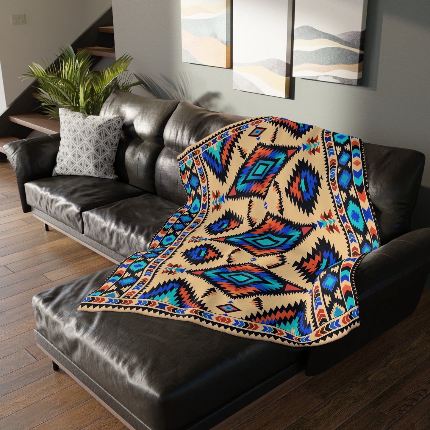Velveteen Microfiber Blanket: Rainwater Reversible Geometric Throw