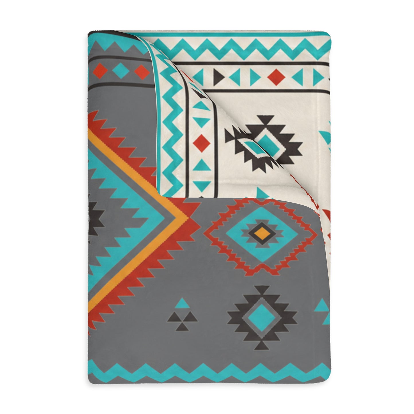 Southwestern Diamond Pattern Blanket: Reversible Velveteen Microfiber Throw