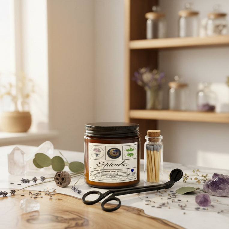 September Birth Month Candle Gift Set with Matches & Wick Trimmer