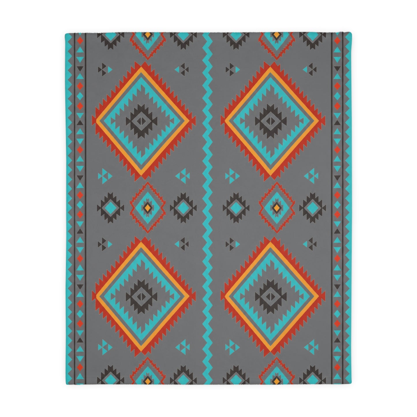 Southwestern Diamond Pattern Blanket: Reversible Velveteen Microfiber Throw