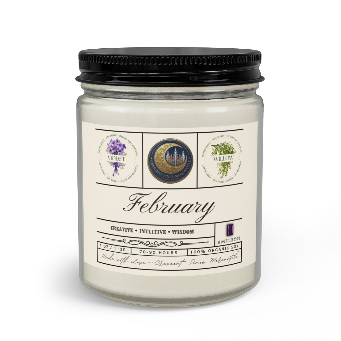 February Birth Month Candle Gift Set with Matches & Wick Trimmer