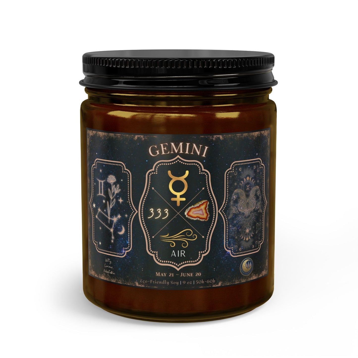 Gemini Zodiac Candle Gift Set with Matches & Wick Trimmer