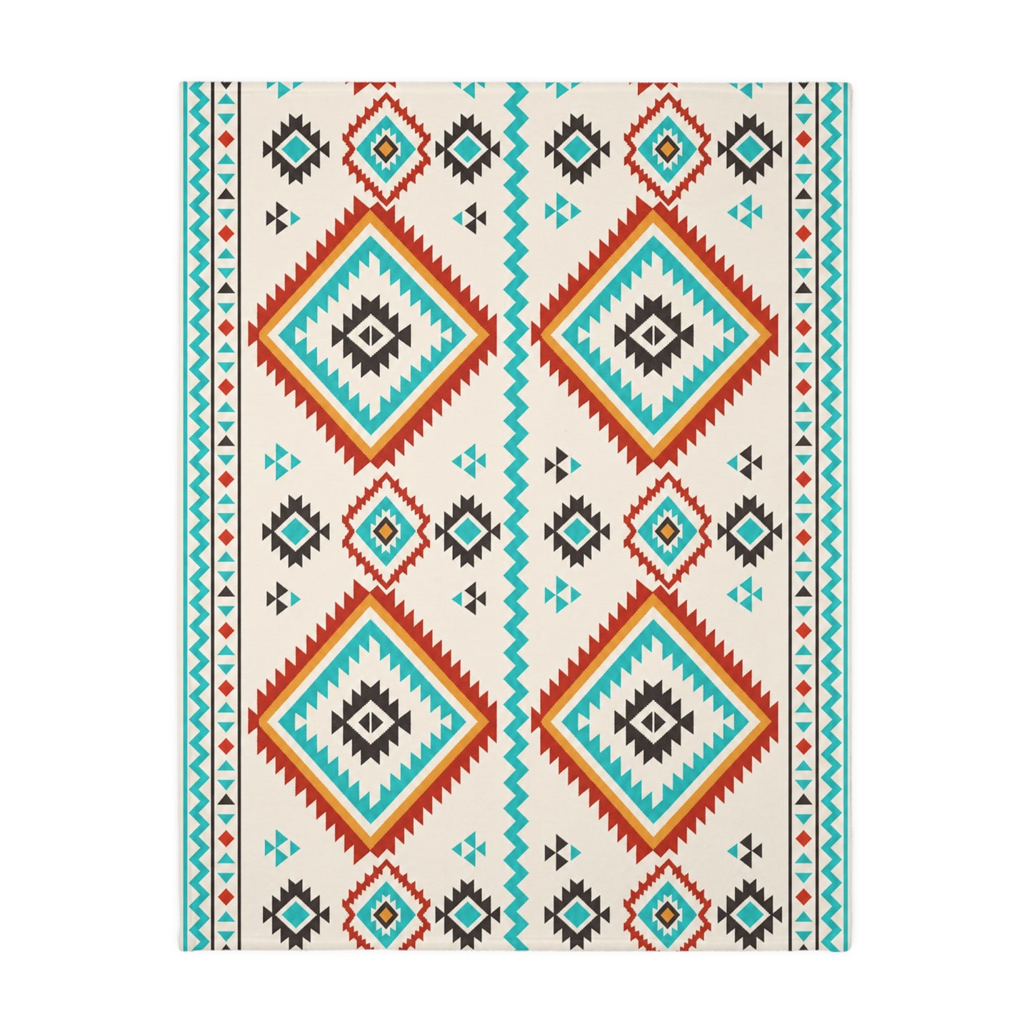 Southwestern Diamond Pattern Blanket: Reversible Velveteen Microfiber Throw