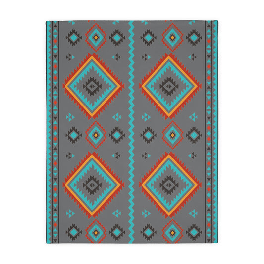 Southwestern Diamond Pattern Blanket: Reversible Velveteen Microfiber Throw