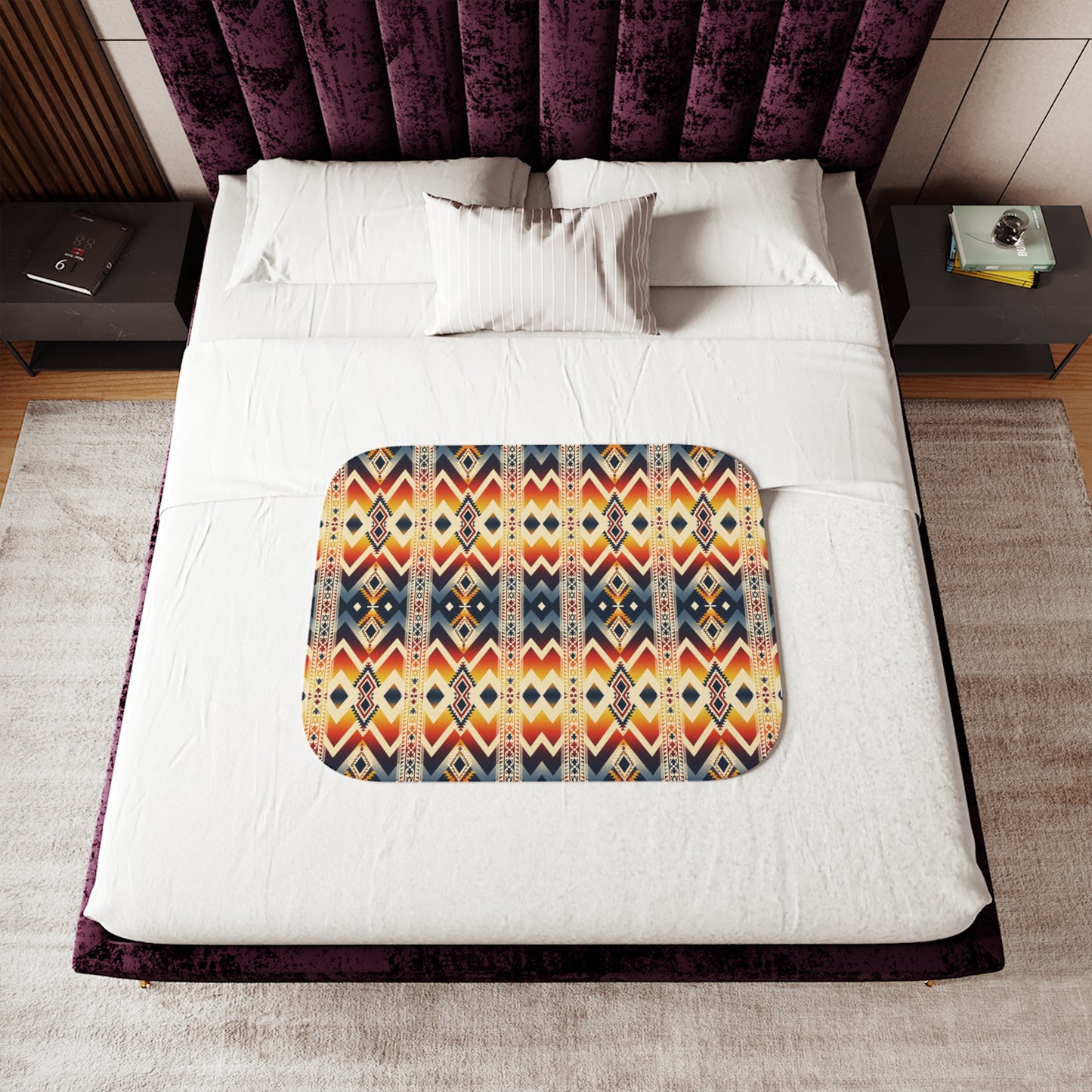 *Southwest Pattern Sherpa Blanket: Cozy Reversible Boho Throw