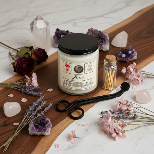 June Birth Month Gift Set with Matches & Wick Trimmer