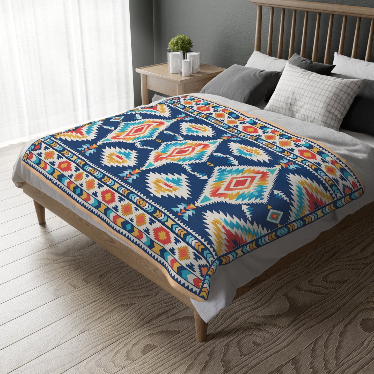Velveteen Microfiber Blanket: Rainwater Reversible Geometric Throw