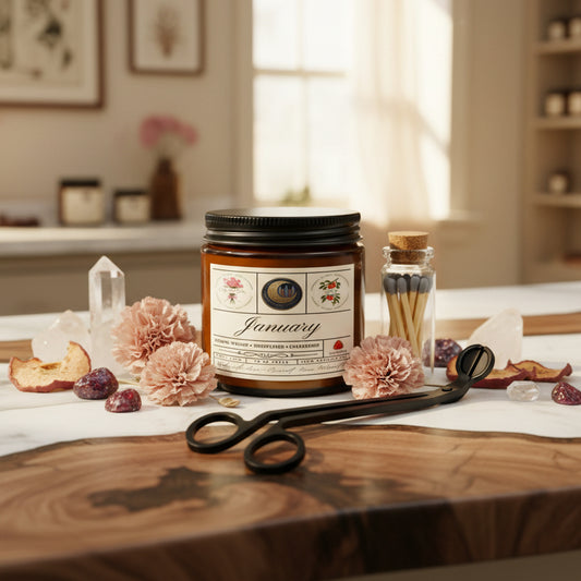 January Birth Month Candle Gift Set with Matches & Wick Trimmer
