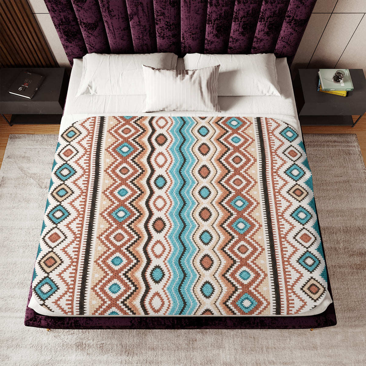 Southwest Pattern Sherpa Blanket: Cozy Aztec-Inspired Throw