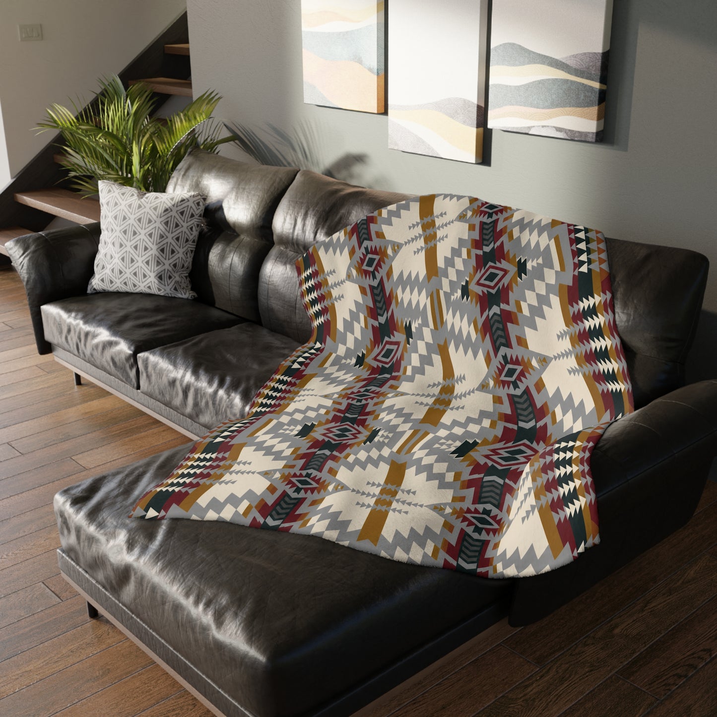 Velveteen Blanket: Southwestern Reversible Geometric Throw
