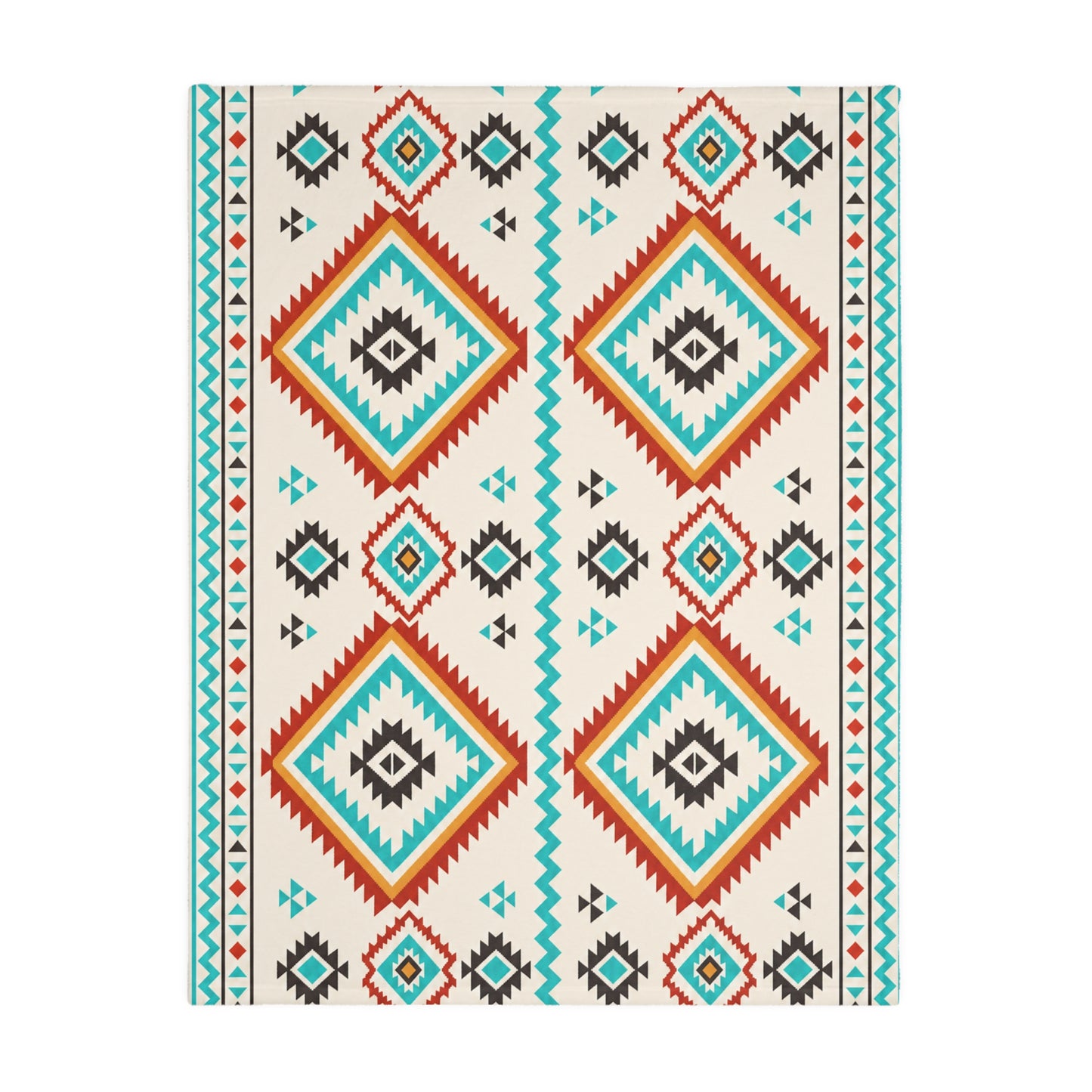 Southwestern Diamond Pattern Blanket: Reversible Velveteen Microfiber Throw