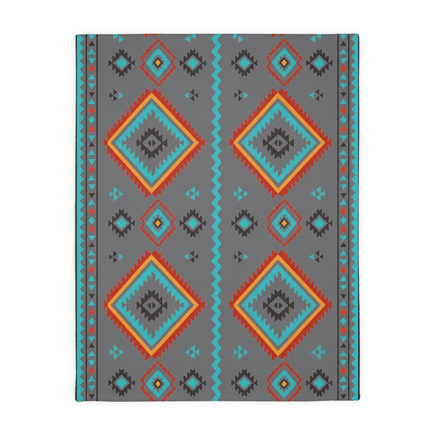 Southwestern Diamond Pattern Blanket: Reversible Velveteen Microfiber Throw