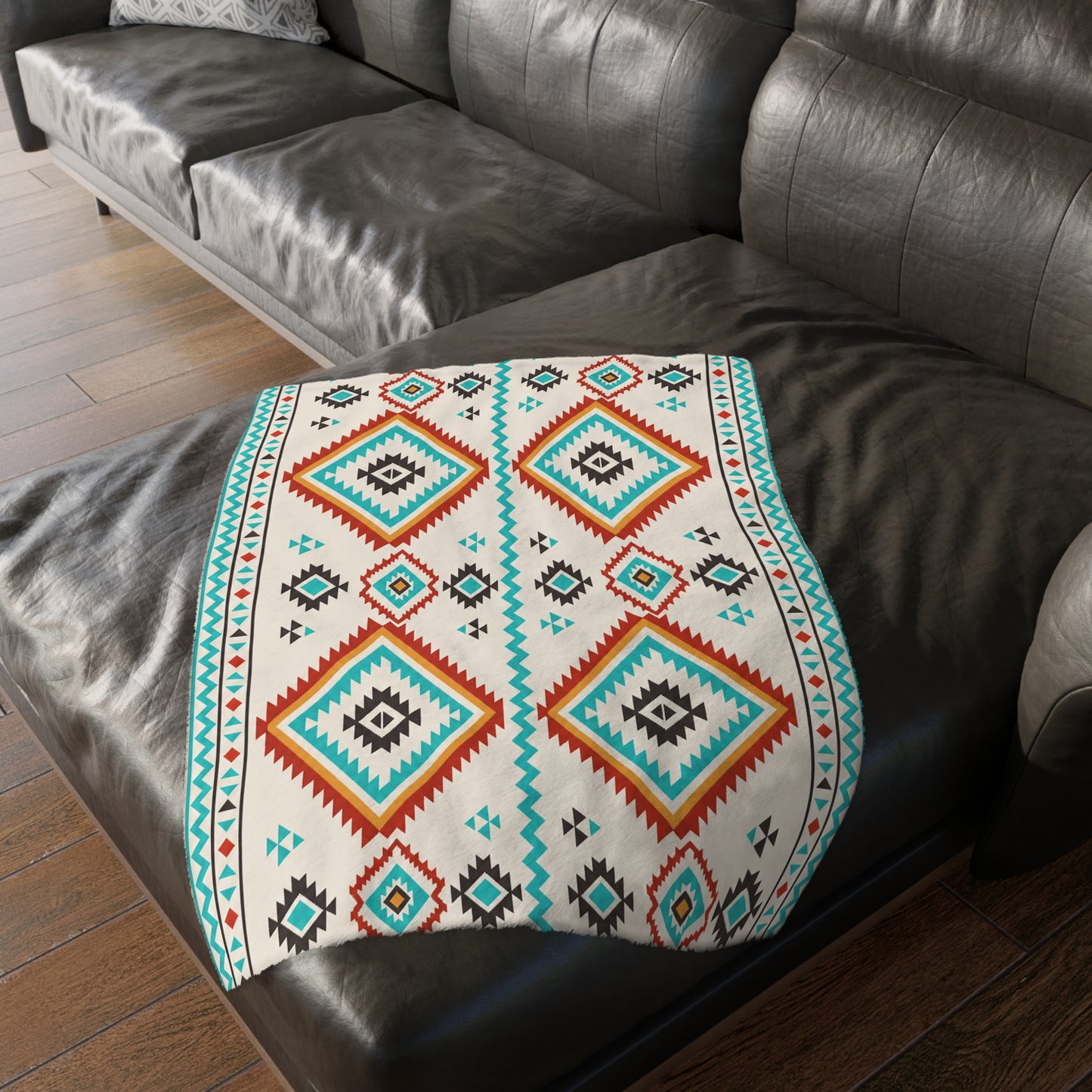 Southwestern Diamond Pattern Blanket: Reversible Velveteen Microfiber Throw