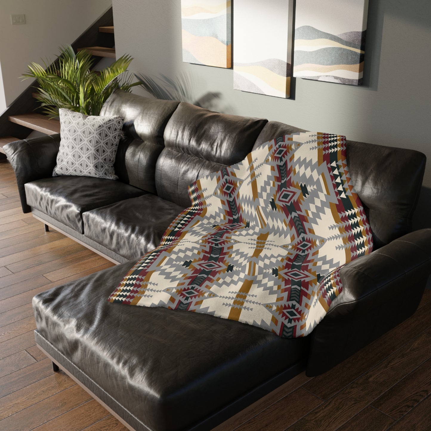 Velveteen Blanket: Southwestern Reversible Geometric Throw