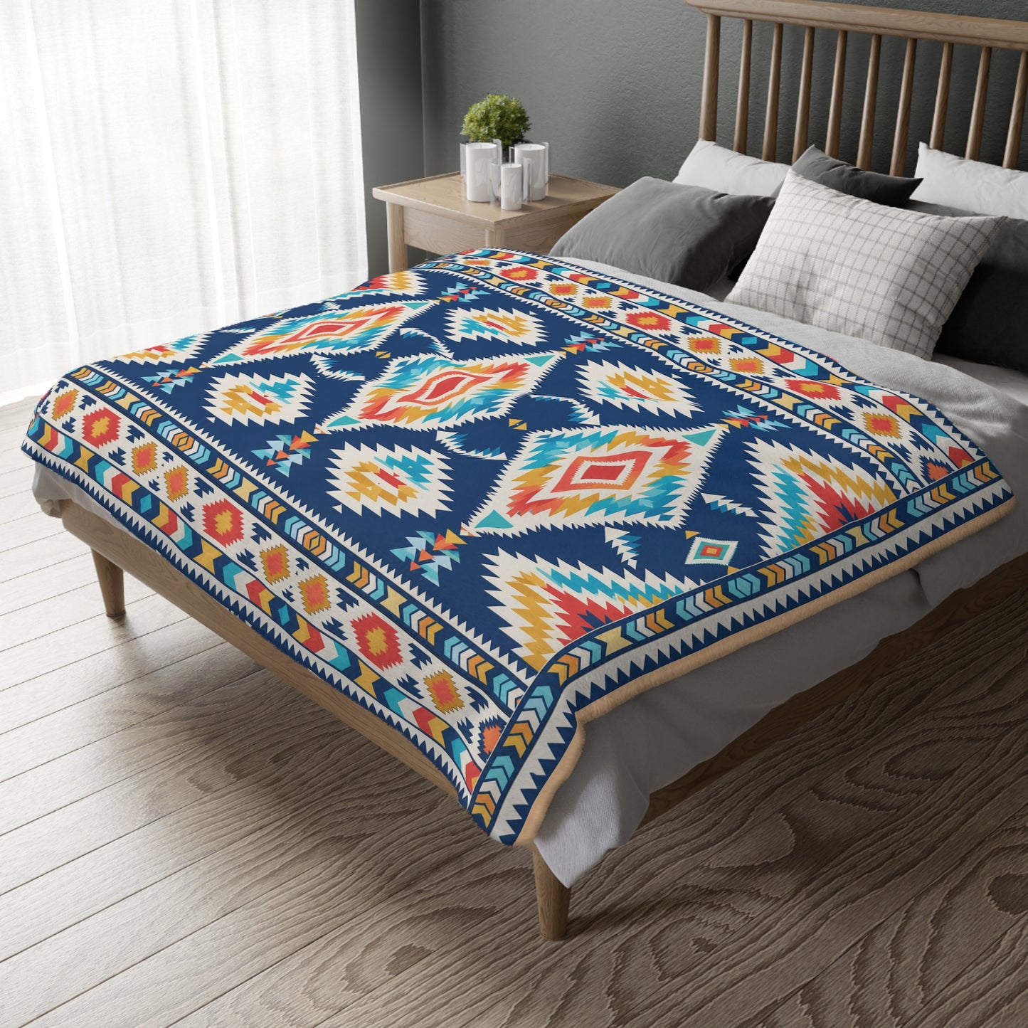 Velveteen Microfiber Blanket: Rainwater Reversible Geometric Throw