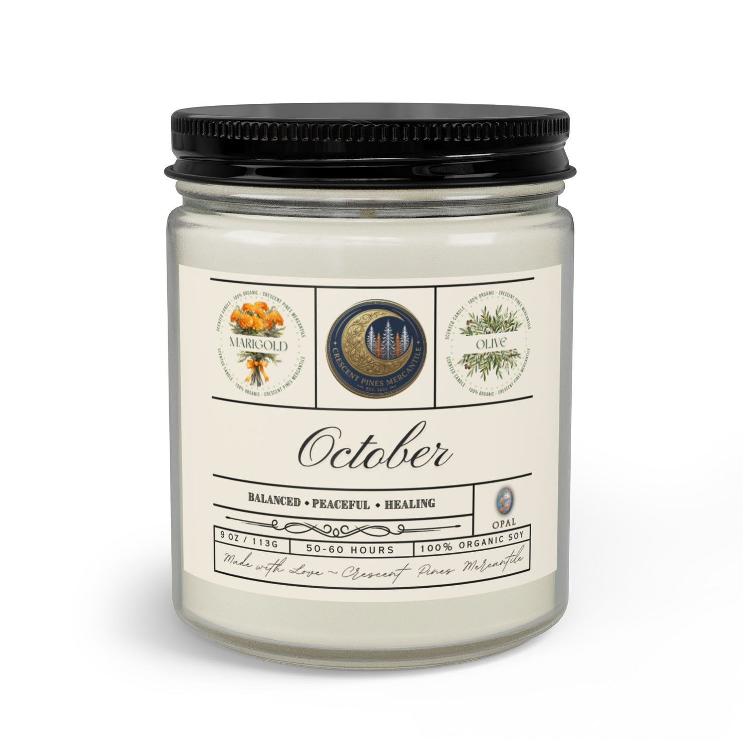 *October Birth Month Candle Jar Set with Matches & Wick Trimmer