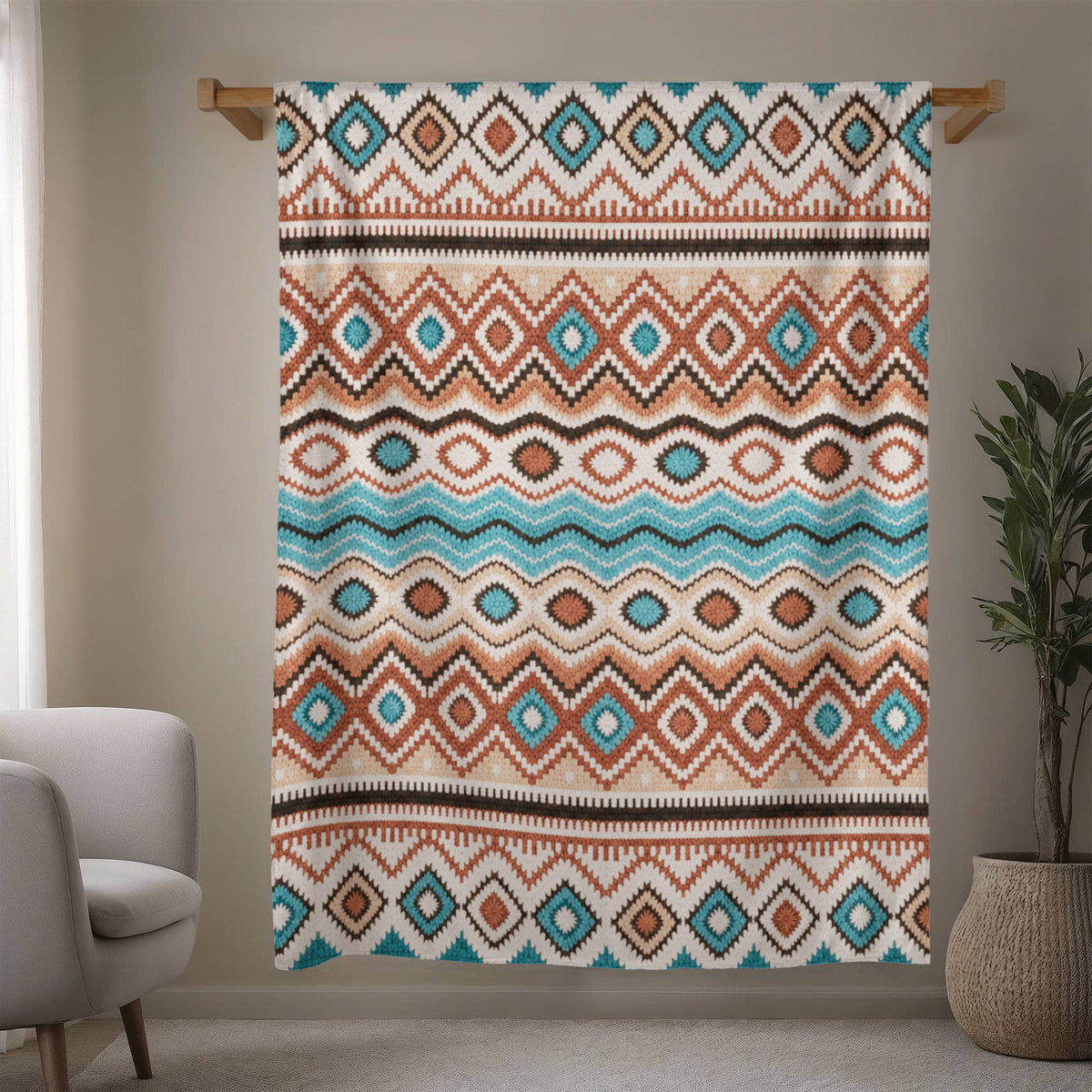 Southwest Pattern Sherpa Blanket: Cozy Aztec-Inspired Throw
