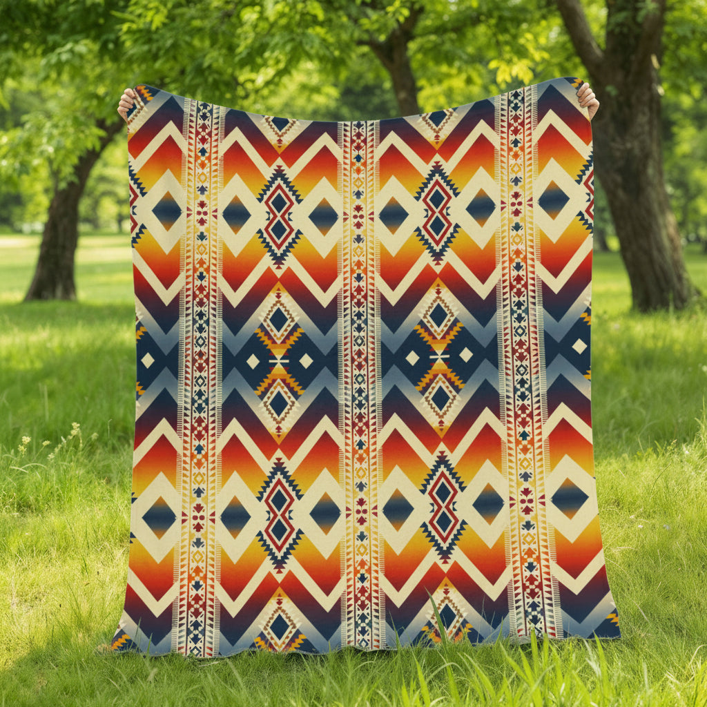 *Southwest Pattern Sherpa Blanket: Cozy Reversible Boho Throw