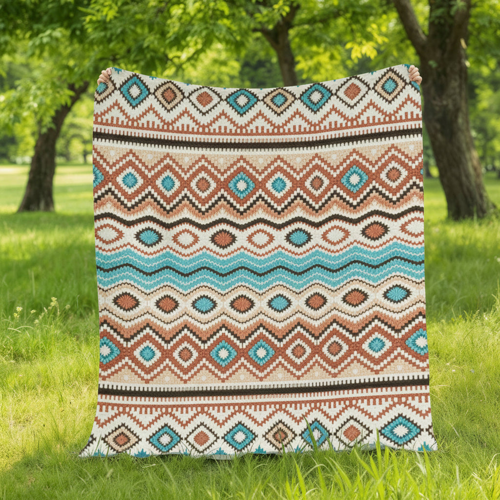 Southwest Pattern Sherpa Blanket: Cozy Aztec-Inspired Throw