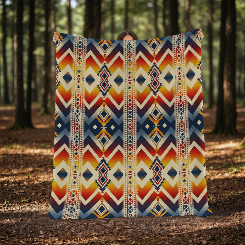 *Southwest Pattern Sherpa Blanket: Cozy Reversible Boho Throw