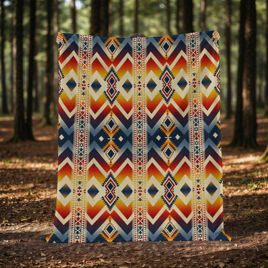 Southwest Pattern Sherpa Blanket: Cozy Reversible Boho Throw