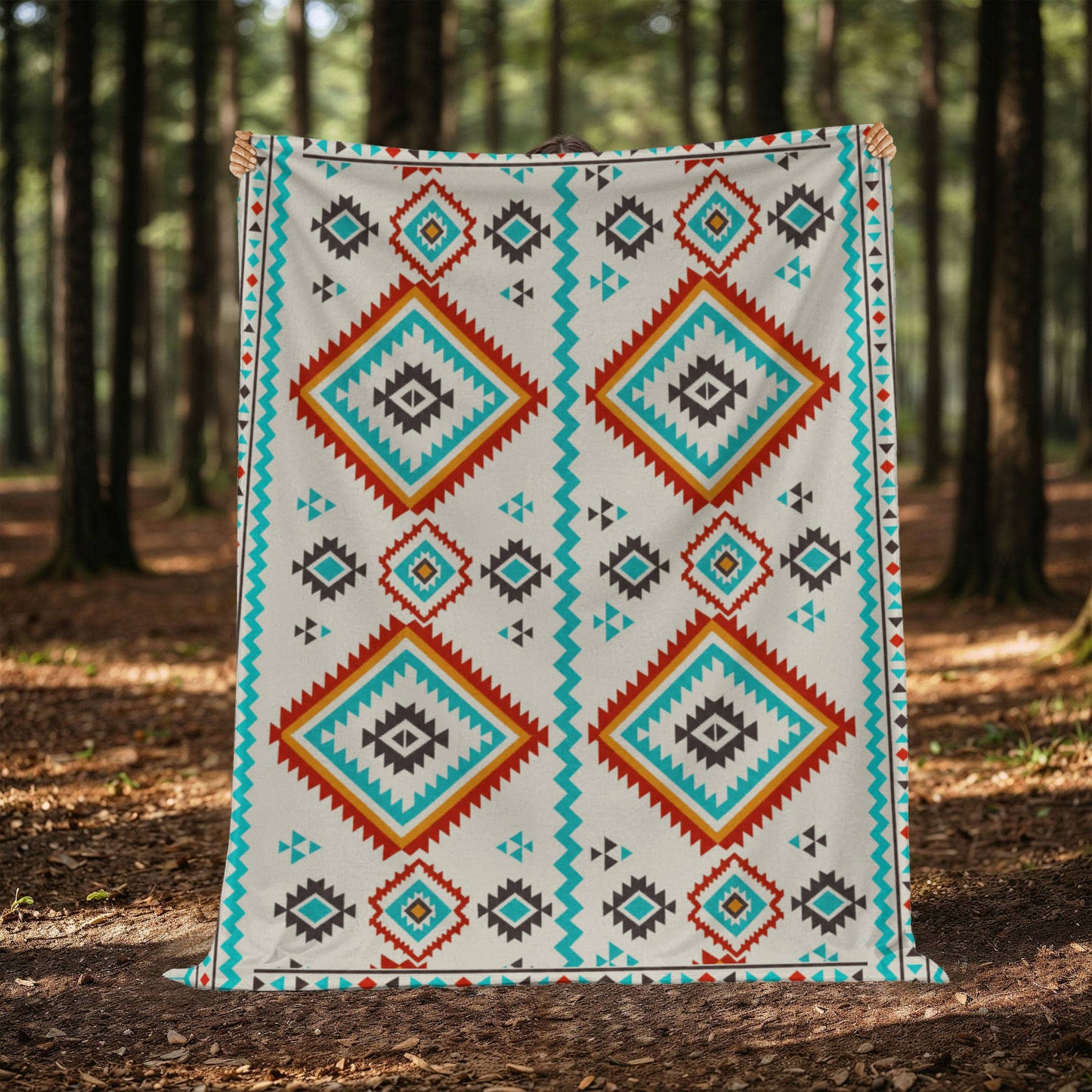 Southwestern Diamond Pattern Blanket: Reversible Velveteen Microfiber Throw