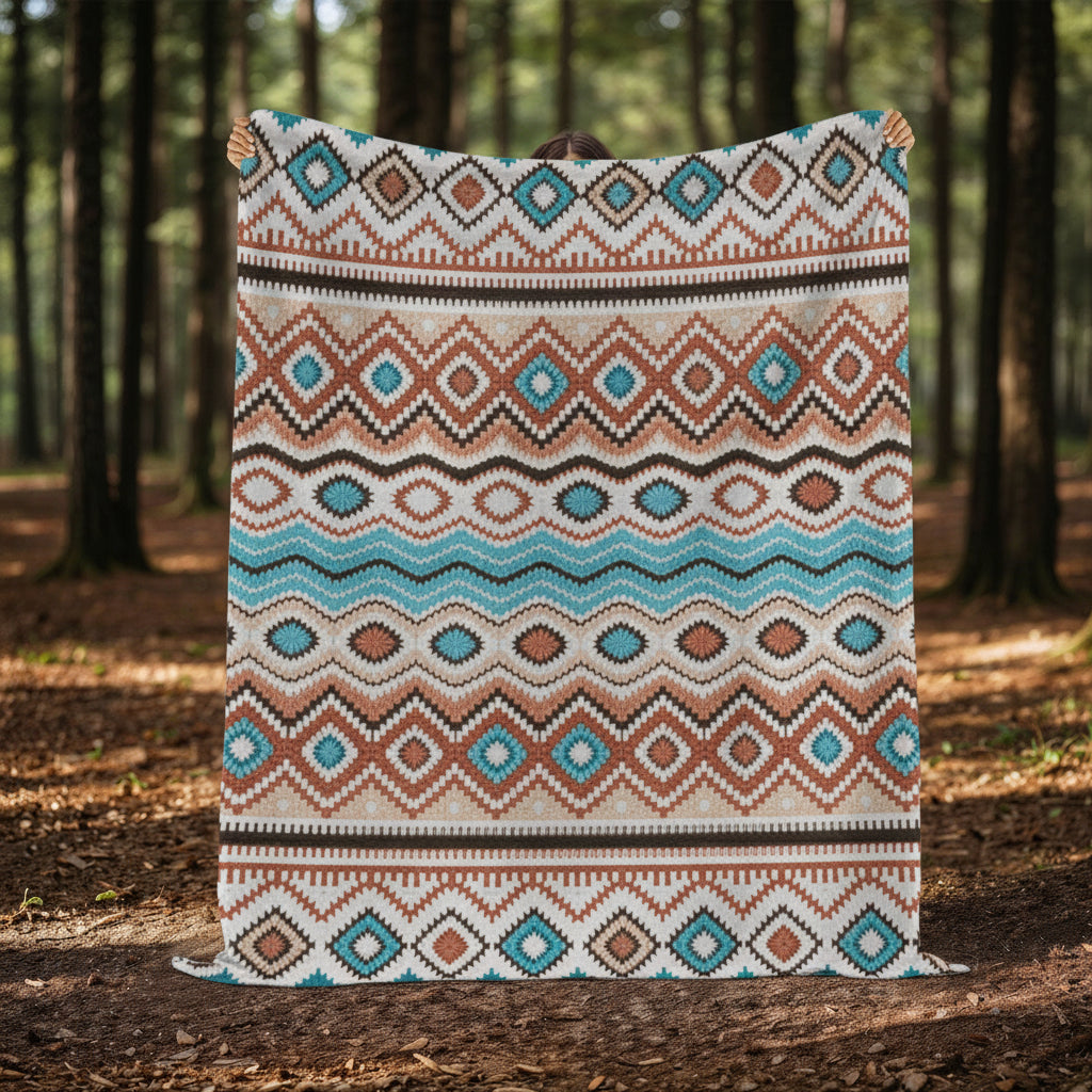 Southwest Pattern Sherpa Blanket: Cozy Aztec-Inspired Throw