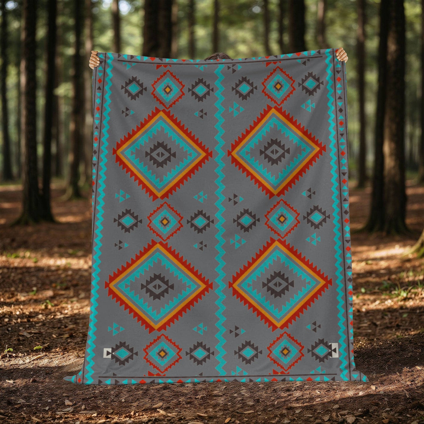 Southwestern Diamond Pattern Blanket: Reversible Velveteen Microfiber Throw