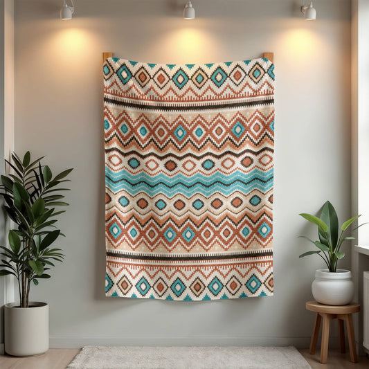 Southwest Pattern Sherpa Blanket: Cozy Aztec-Inspired Throw