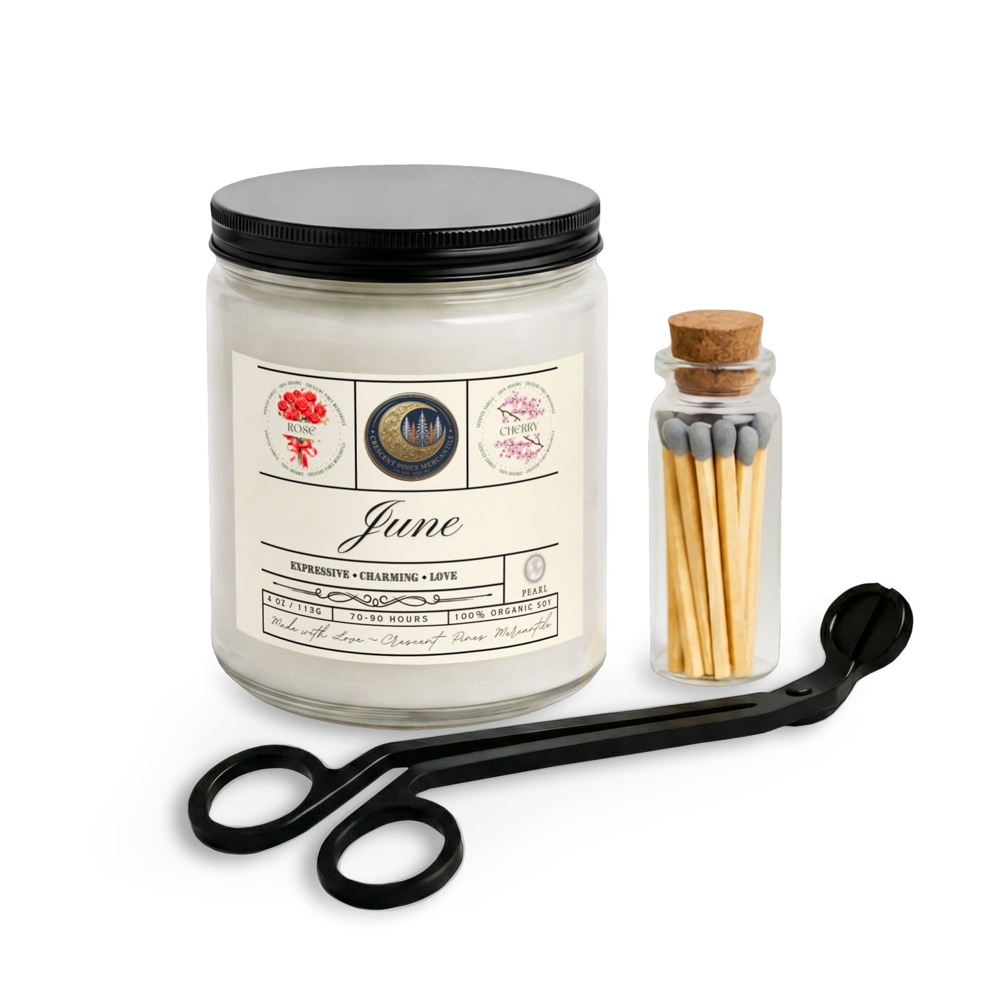 June Birth Month Candle Gift Set with Matches & Wick Trimmer