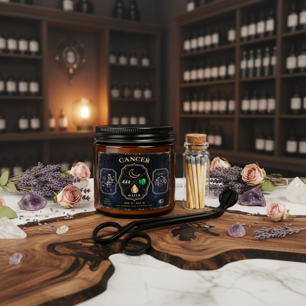 Cancer Zodiac Candle Gift Set with Matches & Wick Trimmer