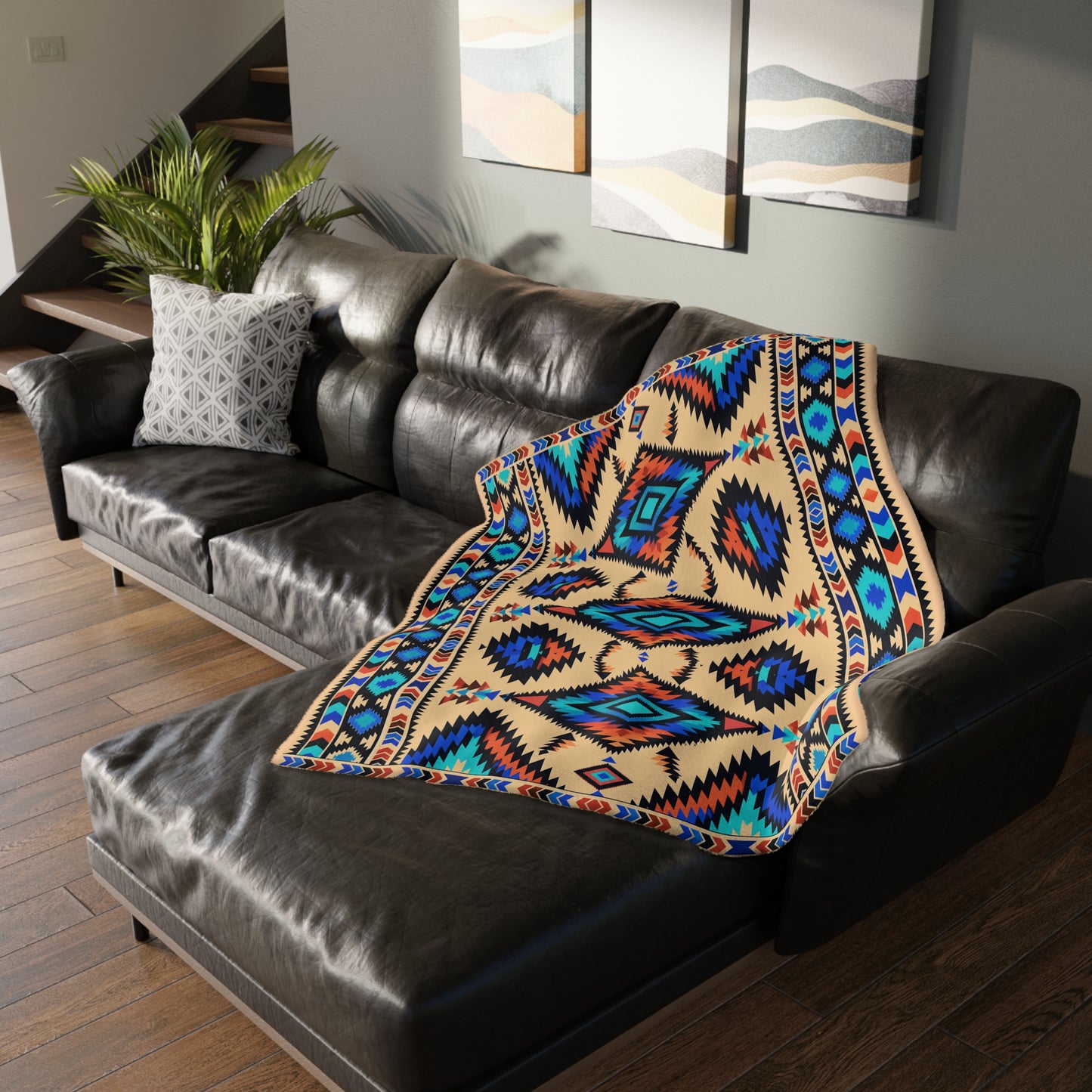 Velveteen Microfiber Blanket: Rainwater Reversible Geometric Throw