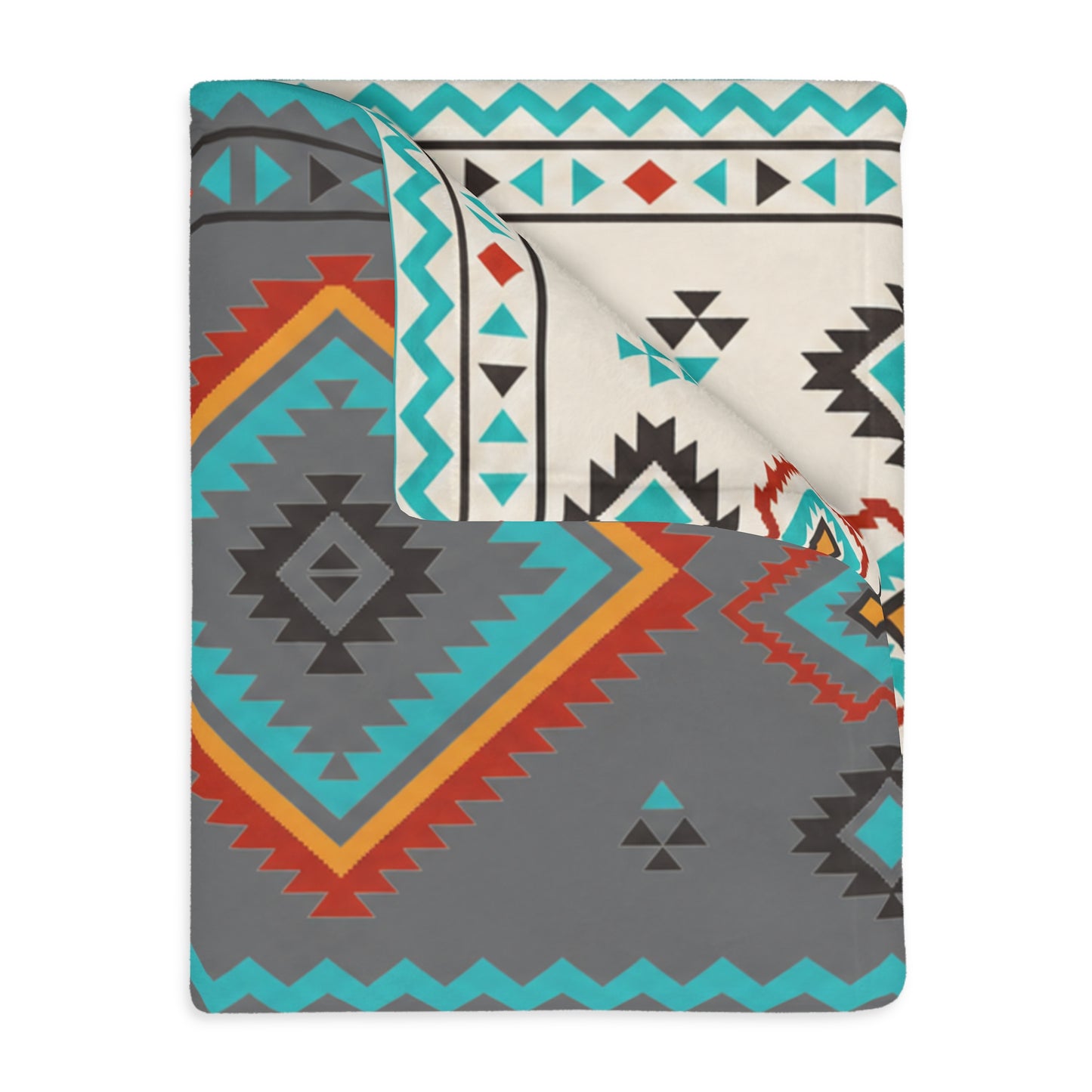 Southwestern Diamond Pattern Blanket: Reversible Velveteen Microfiber Throw