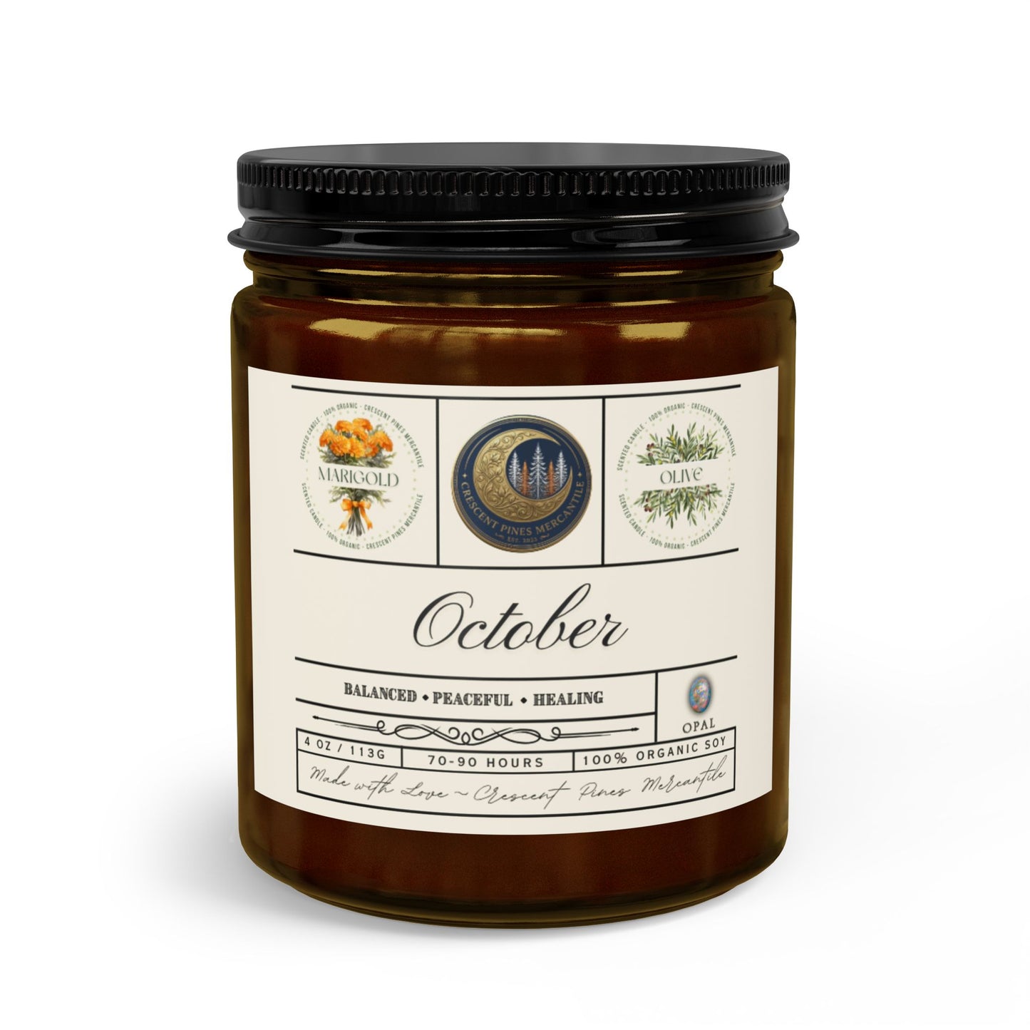 October Birth Month Candle Jar Set with Matches & Wick Trimmer
