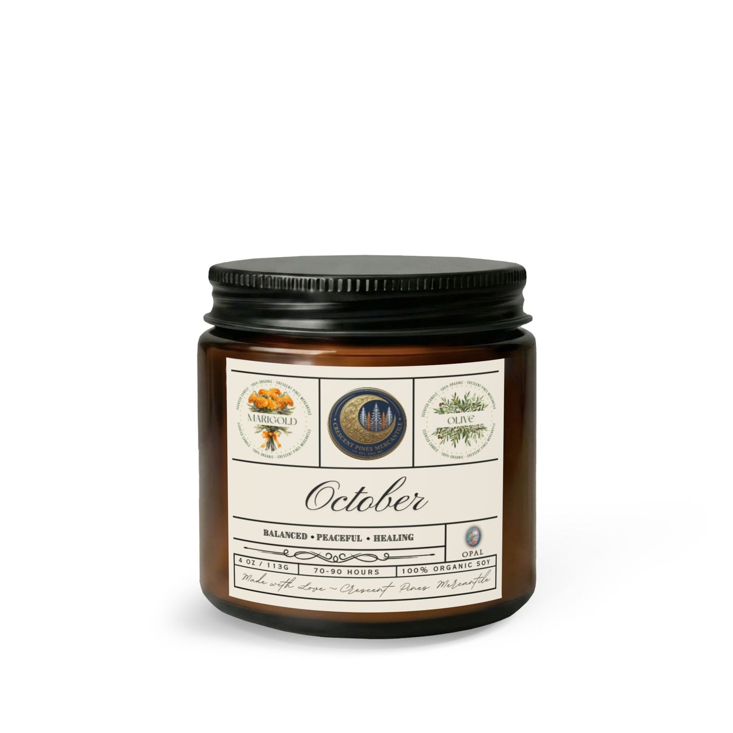 October Birth Month Candle Jar Set with Matches & Wick Trimmer
