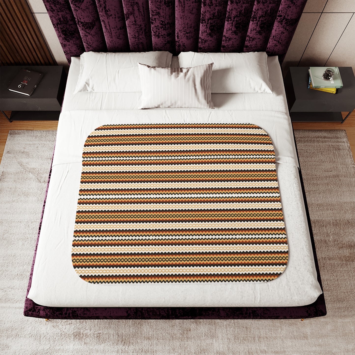 Cozy Striped Sherpa Blanket: Reversible Neutral Throw for Home & Gifting