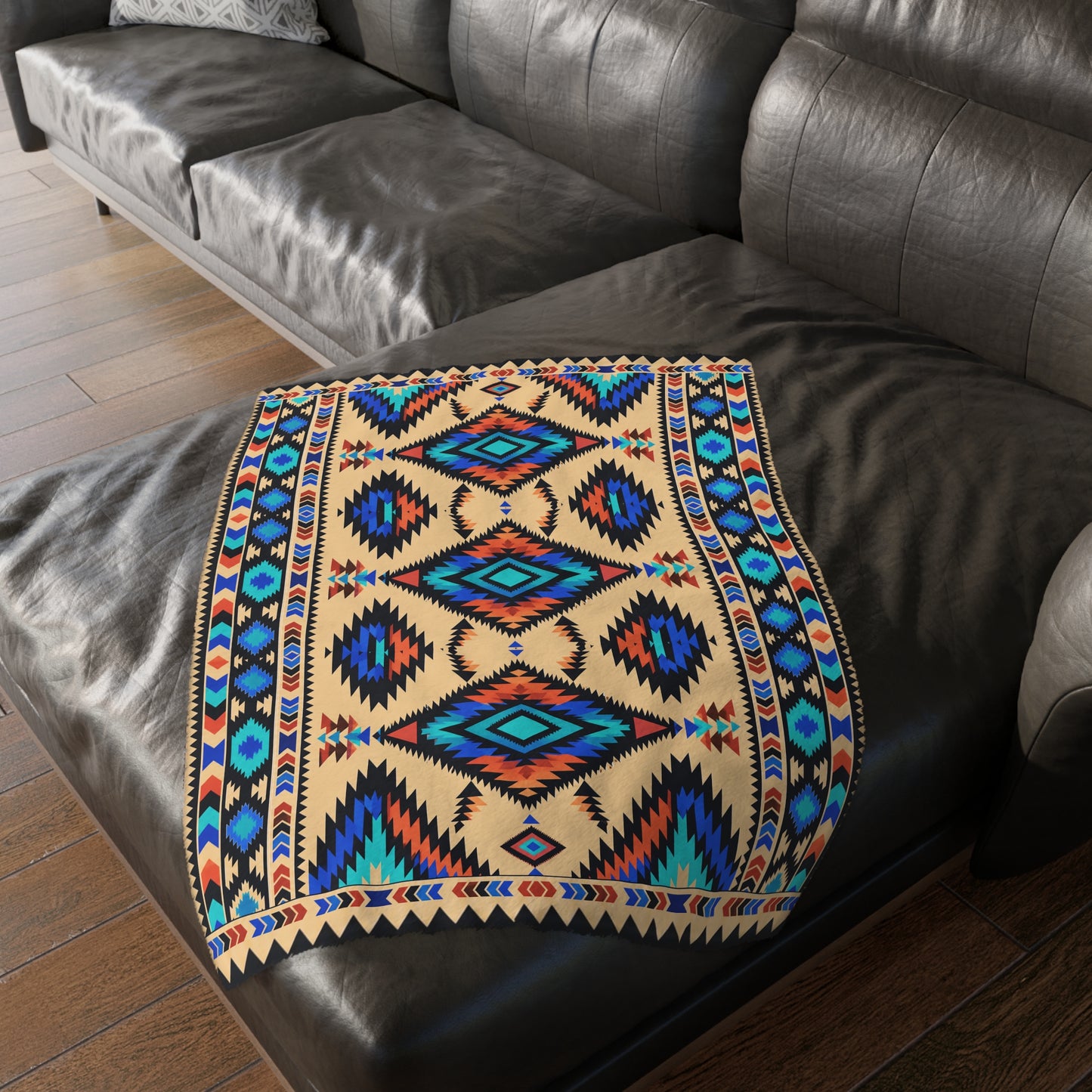 Velveteen Microfiber Blanket: Rainwater Reversible Geometric Throw