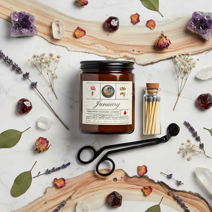 January Birth Month Candle Gift Set with Matches & Wick Trimmer