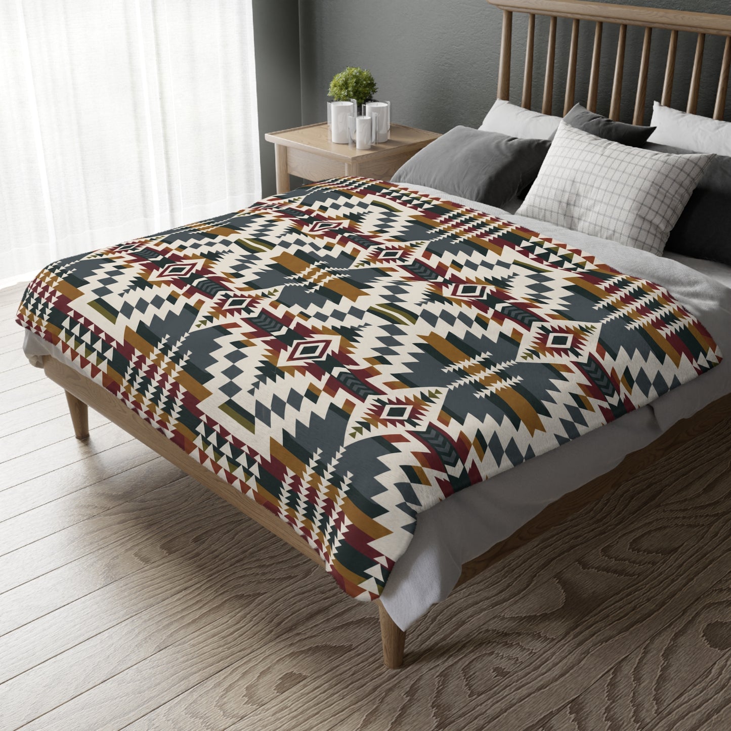 Velveteen Blanket: Southwestern Reversible Geometric Throw